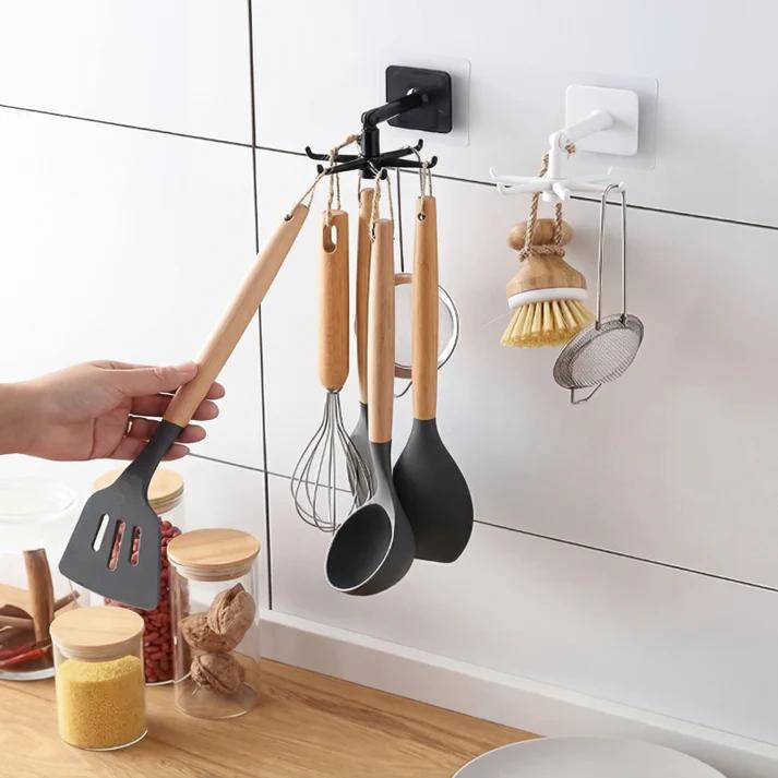 360 ° Rotating Folding Hook Self-Adhesive Wall Hook Hanger Sticker Mounted Utensil Hanging Storage Organizer Rotary Hook  {Pack of 1 }