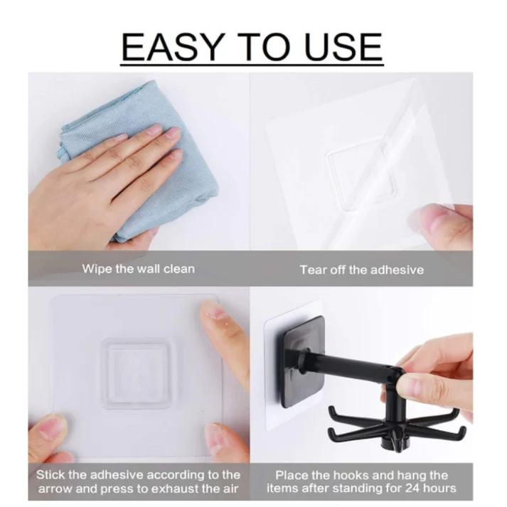 360 ° Rotating Folding Hook Self-Adhesive Wall Hook Hanger Sticker Mounted Utensil Hanging Storage Organizer Rotary Hook  {Pack of 1 }