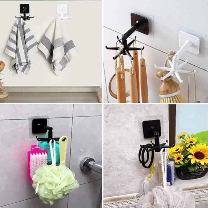 360 ° Rotating Folding Hook Self-Adhesive Wall Hook Hanger Sticker Mounted Utensil Hanging Storage Organizer Rotary Hook  {Pack of 1 }