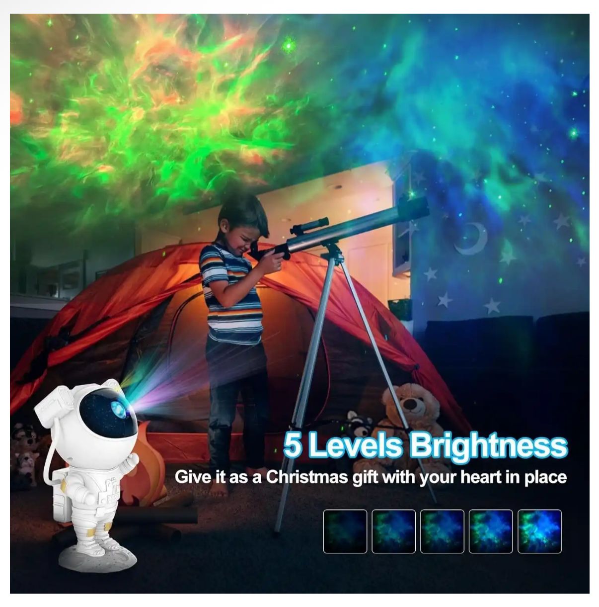 AstroBoy: Galaxy Aura Laser Stars Cosmos Projector USB Powered with Timer & Remote Ambient Night Light & Lamp